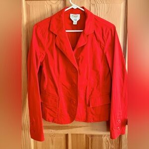 Talbots Stretch Womens Red Blazer Jacket Button Front Cotton Size 10 Tailored